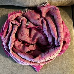 Pink Gucci Silk Wool Scarf